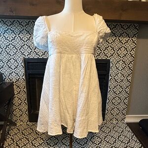 PRINCESS POLLY Women's Lorna Romper WHITE Gauze Pockets Cotton Boho Zip Size 10